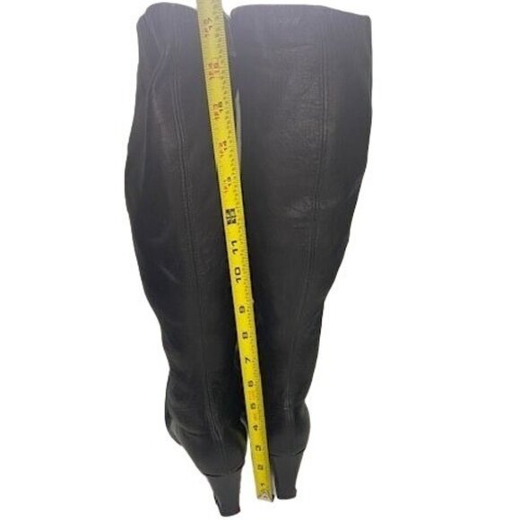 Vintage Amano Bootier Women's Black Leather Knee-High Go Go Boots With Heels - Picture 12 of 13